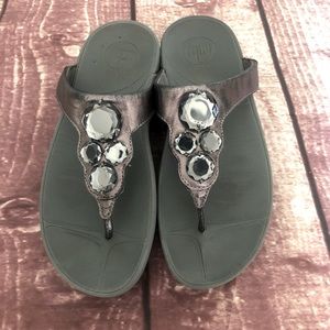 FitFlop pewter bling sandals sz 6